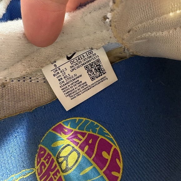 nike challenger OG mens size 9 shoes blue peace love basketball sneakers - Picture 8 of 9